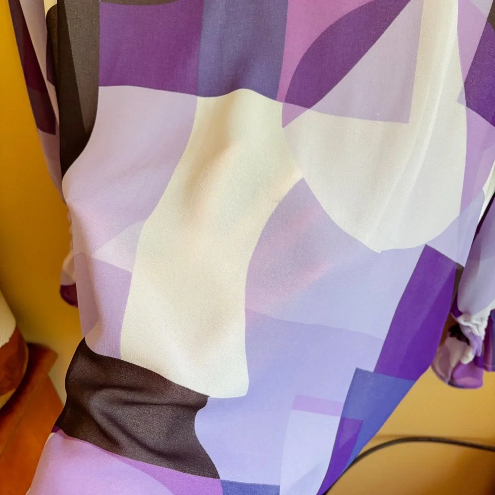 Calvin Klein Purple Geometric Blouse Size Large 💜 - Picture 5 of 6